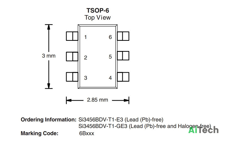 Микросхема Si3456BDV N-Channel MOSFET 30V 6A TSOP-6